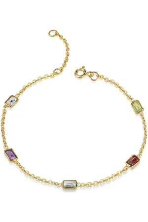 Materia Armkette Damen Edelstein Armband Bunt Gold 17,5-20cm SA-40, Sterlingsilber, vergoldet - Verkäufer: Schmuck