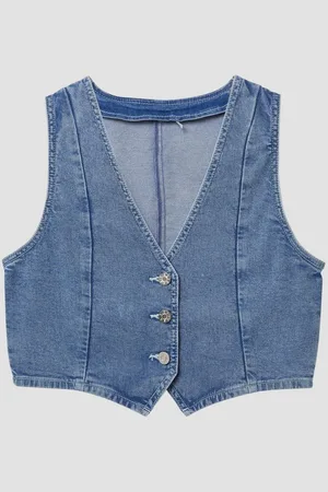 QS by s.Oliver Steppweste Denim-Weste mit Glitzer-Finishing - Verkäufer: