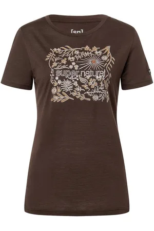 Supernatural Print-Shirt für Damen, Merino SN FLOWER TEE Blumen Motiv, Logo Print - Verkäufer: