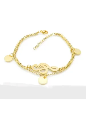 Bungsa Armband Bettelarmband Notenschlüssel gold aus Edelstahl Damen (1 Armband, 1-tlg), Bracelet Armschmuck - Verkäufer: