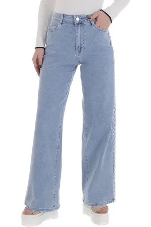 Ital-Design Dad-Jeans Trendige Hoch geschnittene Jeans, Must-Have für jeden Anlass (89231314) Used-Look Stretch High Waist Jeans in - Verkäufer: