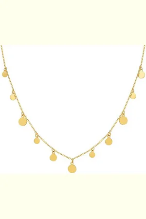 Karma Charm-Kette Damen Halskette Edelstahl vergoldet filigrane Coins (Kette mit Anhänger, Geschenk für Frauen im Schmuckbeutel), Plättchen Anhänger 40 plus 5 cm verstellbar modische Goldkette - Verkäufer: Sanixa