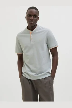 JACK & JONES Poloshirt JJEPAULOS MAO POLO mit Logo Stickerei