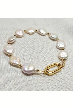 Golden Perlenarmband Echte Münze Barockperlen Armband, Perlen Schmuck, Geschenk für Sie - Verkäufer: Touch GmbH