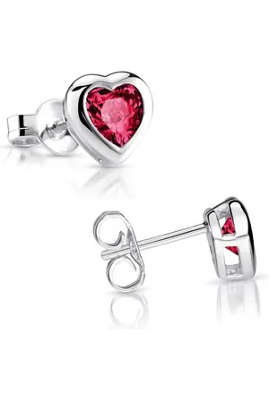Materia Paar Ohrstecker Herz Zirkonia Rot SO-11, 925 Sterling Silber, rhodiniert - Verkäufer: Schmuck