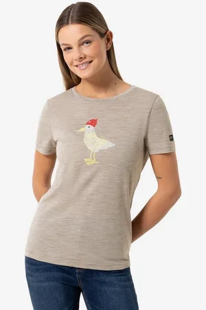 Supernatural Print-Shirt für Damen, Merino JOHNNY TEE happy Vogel Motiv - Verkäufer:
