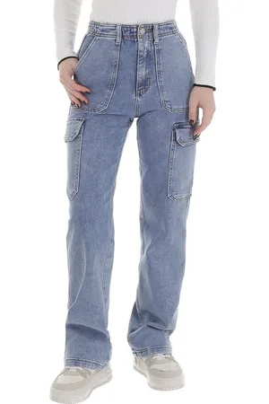 Ital-Design Cargojeans Moderne Damenjeans für vielseitige Anlässe (89231357) Used-Look Stretch High Waist Jeans in - Verkäufer: