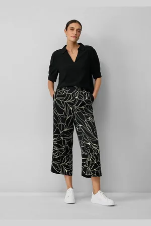 QS by s.Oliver 7/8-Hose Satinierte Wide-Leg-Hose mit Elastikbund und All-over-Print - Verkäufer: s.Oliver