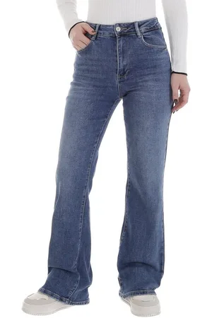 Ital-Design Bootcut-Jeans Modische Jeans - Bequeme, vielseitige Damenjeans (89231334) Used-Look Stretch Bootcut Jeans in - Verkäufer: