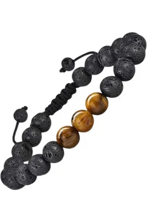Karma Perlenarmband Armband Naturstein ver. Farben Lava Armschmuck (mehrfarbig modern Herrenarmband Damenarmband, Schwarz Blau ), Edelsteinarmband Lavasteine Natursteine Edelstein - Verkäufer: Sanixa