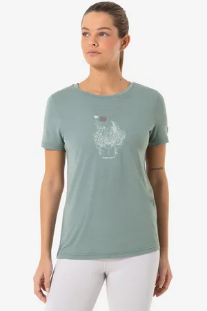 Supernatural T-Shirt für Damen, Merino FLOWERHANDS Blumen Motiv, bunt, casual - Verkäufer: