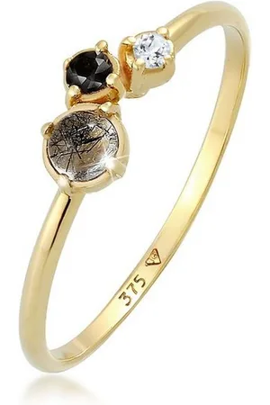 Elli DIAMONDS Diamantring Diamant (0.03 ct) Topas Turmalin 375er Gelbgold