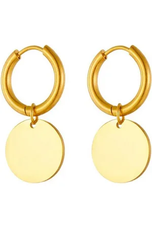 Karma Ohrhänger-Set Creolen Damen Edelstahl – Goldene & Silberne Ohrringe mit Coins (Ohrringe gold silber, mit runden Plättchen Ohrschmuck), Vergoldete Hoops - Verkäufer: Sanixa
