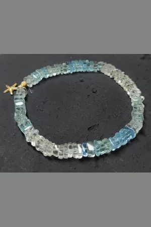 Golden Perlenarmband Aquamarin Armband, Aquamarin Schmuck, Blaue Edelsteine, Geburtsstein - Verkäufer: Touch GmbH