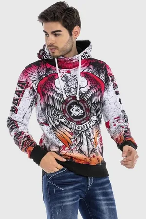 Cipo & Baxx Rundhalspullover Sweatshirt mit coolem Alloverprint