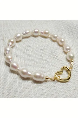 Golden Perlenarmband Große Barockperlen mit 18k vergoldetem 925 silber Verschluss Armband - Verkäufer: Touch GmbH