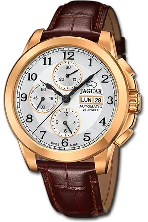 Jaguar Chronograph Leder Herren Uhr Chronograph, (Chronograph), Herrenuhr Lederarmband , rundes Gehäuse, groß (ca. 45mm) - Verkäufer: Fit4Style Silberschmuck - IMPPAC