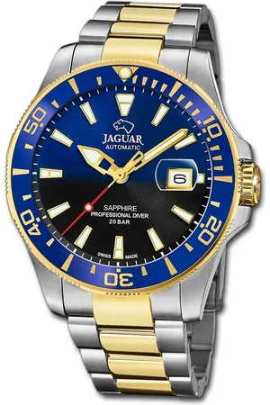 Jaguar Quarzuhr Edelstahl Herren Uhr Analog Luxus, (Analoguhr), Herrenuhr Edelstahlarmband silber, gold, rundes Gehäuse, groß (43,5mm) - Verkäufer: Fit4Style Silberschmuck - IMPPAC