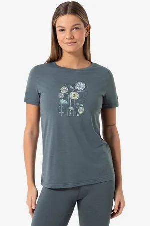 Supernatural Print-Shirt für Damen, Merino FANCY FLOWERS TEE Artsy Motiv, farbenfroh - Verkäufer: