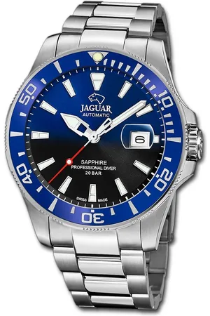 Jaguar Quarzuhr Edelstahl Herren Uhr Analog Luxus, (Analoguhr), Herrenuhr Edelstahlarmband silber, rundes Gehäuse, groß (ca. 43,5mm) - Verkäufer: Fit4Style Silberschmuck - IMPPAC