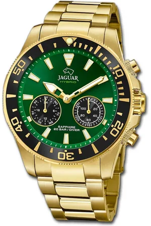 Jaguar Multifunktionsuhr Edelstahl Herren Uhr, (Multifunktionsuhr), Herrenuhr Edelstahlarmband gold, rundes Gehäuse, extra groß (45,7mm) - Verkäufer: Fit4Style Silberschmuck - IMPPAC