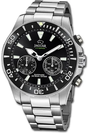 Jaguar Multifunktionsuhr Edelstahl Herren Uhr, (Multifunktionsuhr), Herrenuhr Edelstahlarmband silber, rundes Gehäuse, groß (ca. 45,7mm) - Verkäufer: Fit4Style Silberschmuck - IMPPAC