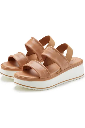 Lascana Sommerschuh, Sandale, Sandalette, offener Schuh, Plateausandaletten Sandalette aus Leder mit modisch bequemer Plateausohle