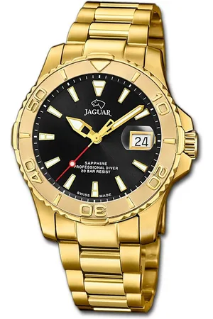 Jaguar Quarzuhr Edelstahl Herren Uhr Analog, (Analoguhr), Herrenuhr Edelstahlarmband gold, rundes Gehäuse, groß (ca. 40mm) - Verkäufer: Fit4Style Silberschmuck - IMPPAC