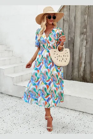 DEBAIJIA Dirndl Sommerkleid Damen Frauen Bedruckter Kleid lässiger Mode - Verkäufer: Paciea UG