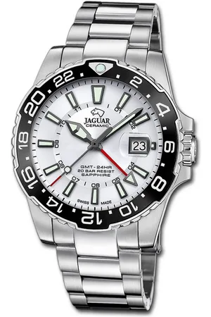 Jaguar Quarzuhr Herren Uhr Edelstahlarmband, (Analoguhr), Herrenuhr Edelstahlarmband silber, rundes Gehäuse, groß (ca. 44,3mm) - Verkäufer: Fit4Style Silberschmuck - IMPPAC