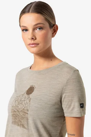 Supernatural T-Shirt für Damen, Merino PREIKESTOLEN CLIFFS Berg Motiv, casual - Verkäufer: