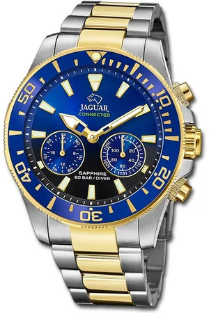 Jaguar Multifunktionsuhr Edelstahl Herren Uhr, (Multifunktionsuhr), Herrenuhr Edelstahlarmband silber, gold, rundes Gehäuse 45,7mm - Verkäufer: Fit4Style Silberschmuck - IMPPAC