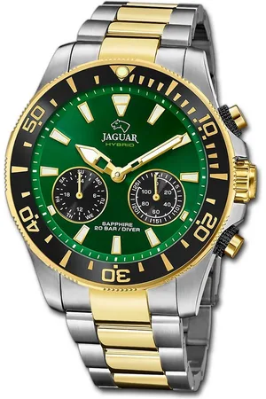 Jaguar Multifunktionsuhr Edelstahl Herren Uhr, (Multifunktionsuhr), Herrenuhr Edelstahlarmband silber, gold, rundes Gehäuse (ca. 45,7mm) - Verkäufer: Fit4Style Silberschmuck - IMPPAC