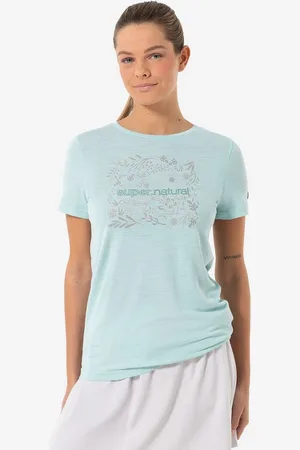 Supernatural Print-Shirt für Damen, Merino SN FLOWER TEE Blumen Motiv, Logo Print - Verkäufer: