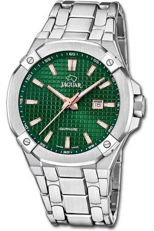 Jaguar Quarzuhr Herren Uhr Edelstahlarmband, (Analoguhr), Herrenuhr Edelstahlarmband silber, rundes Gehäuse, groß (ca. 44mm) - Verkäufer: Fit4Style Silberschmuck - IMPPAC