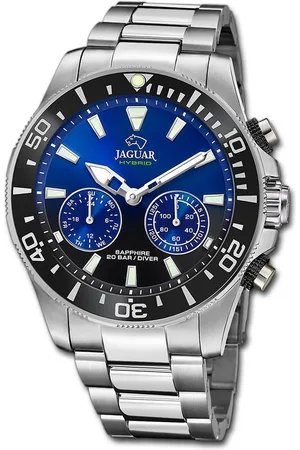 Jaguar Multifunktionsuhr Edelstahl Herren Uhr, (Multifunktionsuhr), Herrenuhr Edelstahlarmband silber, rundes Gehäuse, groß (ca. 45,7mm) - Verkäufer: Fit4Style Silberschmuck - IMPPAC