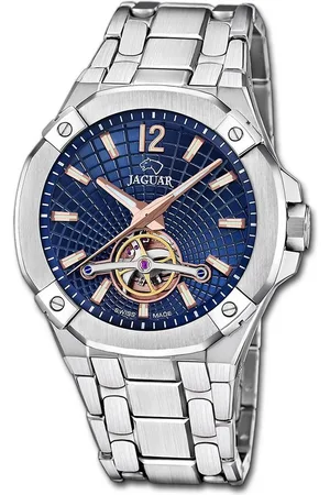Jaguar Quarzuhr Herren Uhr Edelstahlarmband, (Analoguhr), Herrenuhr Edelstahlarmband silber, rundes Gehäuse, groß (ca. 44mm) - Verkäufer: Fit4Style Silberschmuck - IMPPAC