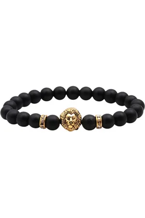 Karma Perlenarmband Armband Löwe Gold Armschmuck Steinarmband modern unisex (Geschenk für Sie, Natursteinarmband, Naturstein, Geschenk für ihn), Herrenarmband Damenarmband Steinarmband - Verkäufer: Sanixa