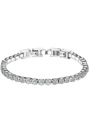 Karma Tennisarmband Damen Edelstahl IP beschichtet mit funkelnden Zirkonia Kristallen (Armschmuck funkelnd, filigranes Armband Geschenk für Frauen), Damenarmband Kristallarmband 17 plus 1,5 cm verstellbar - Verkäufer: Sanixa
