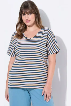 Ulla Popken Pyjama Schlafshirt Ringel V-Ausschnitt Halbarm - Verkäufer: Popken Fashion Group