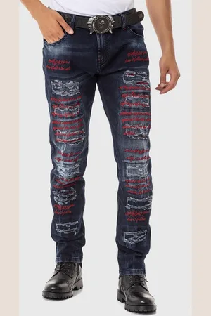 Cipo & Baxx Slim-fit-Jeans Jeans mit farbigen Ziernähten