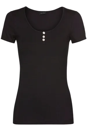 Laura Scott Kurzarmshirt mit dekorativen Glitzerknöpfen