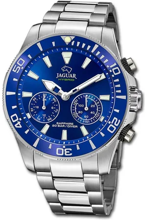 Jaguar Multifunktionsuhr Edelstahl Herren Uhr, (Multifunktionsuhr), Herrenuhr Edelstahlarmband silber, rundes Gehäuse, groß (ca. 45,7mm) - Verkäufer: Fit4Style Silberschmuck - IMPPAC