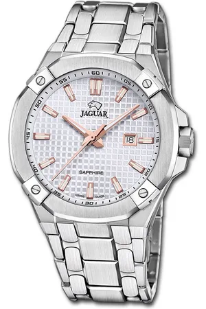 Jaguar Quarzuhr Herren Uhr Edelstahlarmband, (Analoguhr), Herrenuhr Edelstahlarmband silber, rundes Gehäuse, groß (ca. 44mm) - Verkäufer: Fit4Style Silberschmuck - IMPPAC