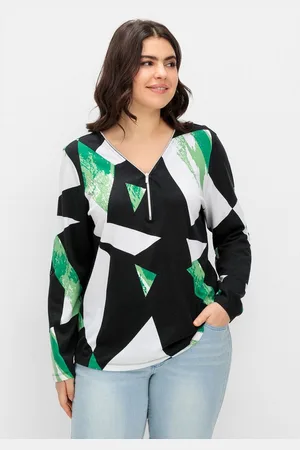 Sheego Langarmshirt Große Größen mit Reißverschluss am Ausschnitt