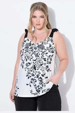 Miamoda Longtop Top A-Linie Mesh florales Muster Binde-Träger - Verkäufer: Popken Fashion Group