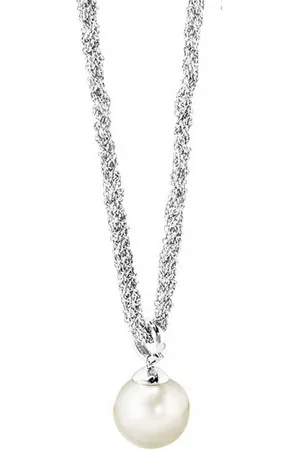 CELESTA Kette mit Anhänger Silber 925 rhodiniert mit weißer Perle 42+3cm lang