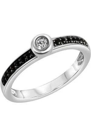 CELESTA Fingerring 925 Silber rhodiniert mit Zirkonia weiß und schwarz