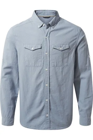 Craghoppers Langarmshirt - Kiwi Linen LS Shirt Herren Hemd UV Outdoorhemd, blau - Verkäufer: hive outdoor