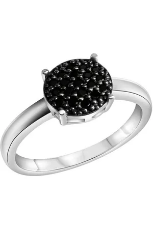 CELESTA Fingerring Silber 925 rhodiniert mit schwarzen Zirkonia-Steinen